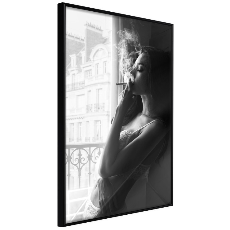 Wall Poster Blissful Moment - black and white photograph of a woman smoking a cigarette 132281 additionalImage 11