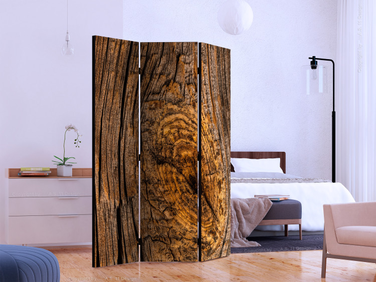 Room Divider Old Tree (3-piece) - brown composition with wood texture 132881 additionalImage 2