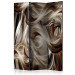 Room Divider Screen Brown Whirl (3-piece) - elegant smoke-shaped illusion 132981