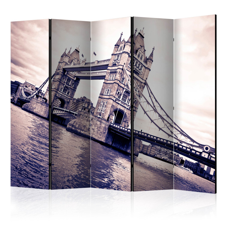 Room Divider Screen Tower Bridge II (5-piece) - river against the backdrop of London architecture 133081