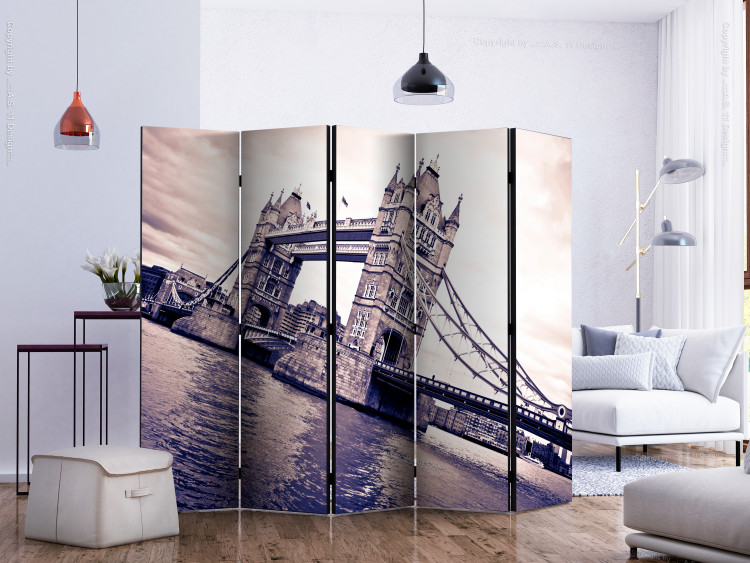 Room Divider Screen Tower Bridge II (5-piece) - river against the backdrop of London architecture 133081 additionalImage 2