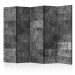 Folding Screen Shades of Gray II (5-piece) - simple composition in dark stone 133181
