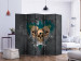 Room Separator Darkness II (5-piece) - composition with three skulls and white flowers 133281 additionalThumb 2