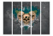Room Separator Darkness II (5-piece) - composition with three skulls and white flowers 133281 additionalThumb 3