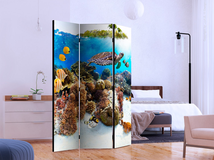 Room Separator Coral Reef (3-piece) - colorful fish and plants at the bottom of the ocean 133381 additionalImage 2