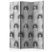 Room Divider Silver Luxury - gray leather texture with quilted crystal buttons 133581