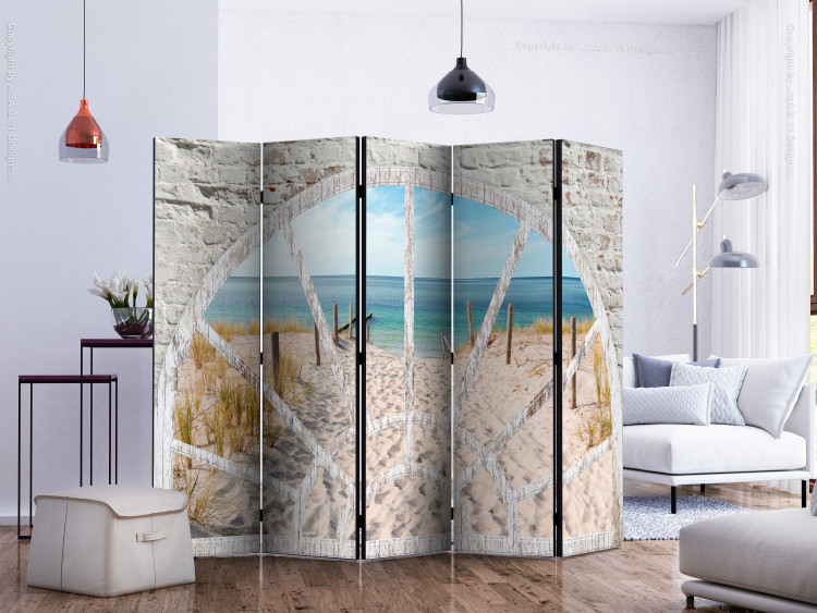 Room Divider Beach II - view of a sandy beach and blue ocean landscape 134081 additionalImage 2