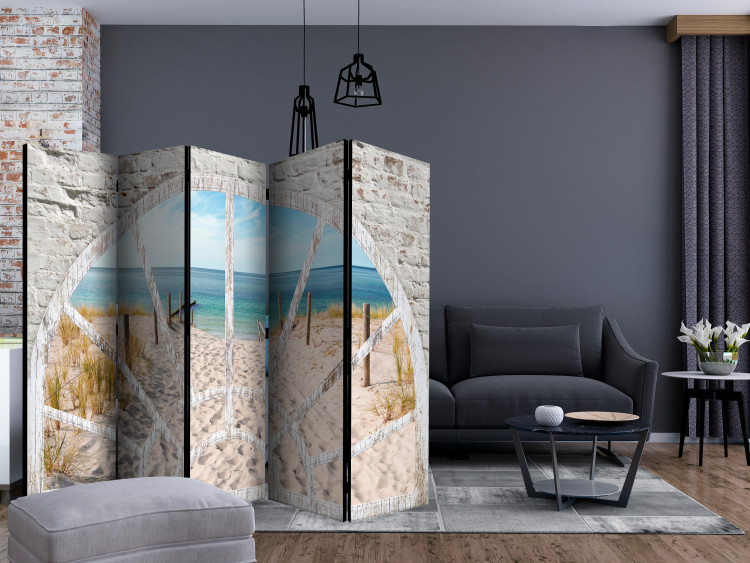 Room Divider Beach II - view of a sandy beach and blue ocean landscape 134081 additionalImage 4