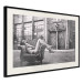 Wall Poster Casual Pose - black and white landscape of a woman in a chair with a building in the background 134181 additionalThumb 6