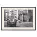 Wall Poster Casual Pose - black and white landscape of a woman in a chair with a building in the background 134181 additionalThumb 19