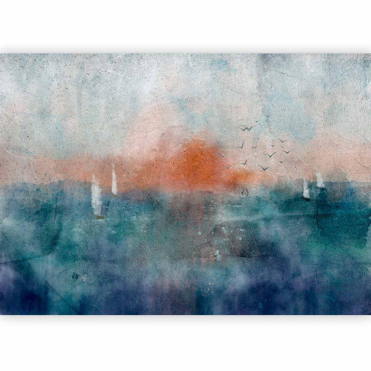 Photo Wallpaper Seascape in watercolour - sunset over the sea with sailboats 135481 additionalImage 5