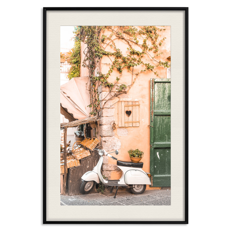 Poster Italian Afternoon - composition with a white scooter standing on the street 135881 additionalImage 18