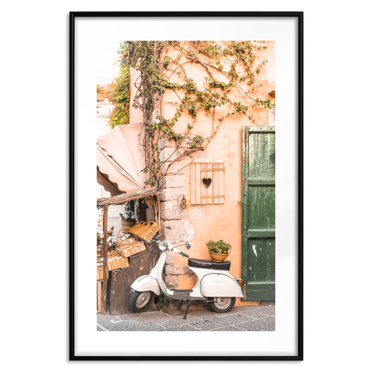 Poster Italian Afternoon - composition with a white scooter standing on the street 135881 additionalImage 21