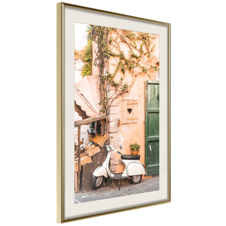 Poster Italian Afternoon - composition with a white scooter standing on the street 135881 additionalImage 3