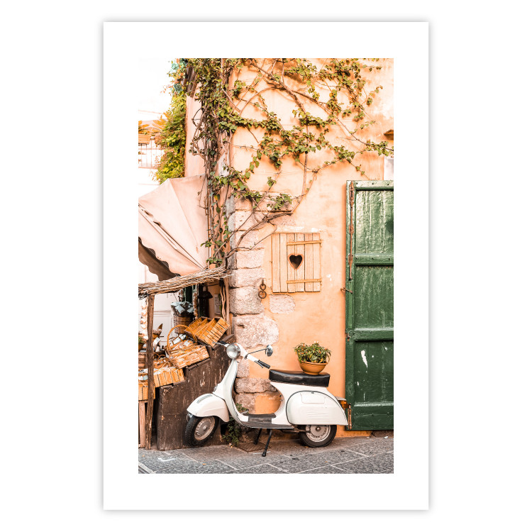 Poster Italian Afternoon - composition with a white scooter standing on the street 135881 additionalImage 15