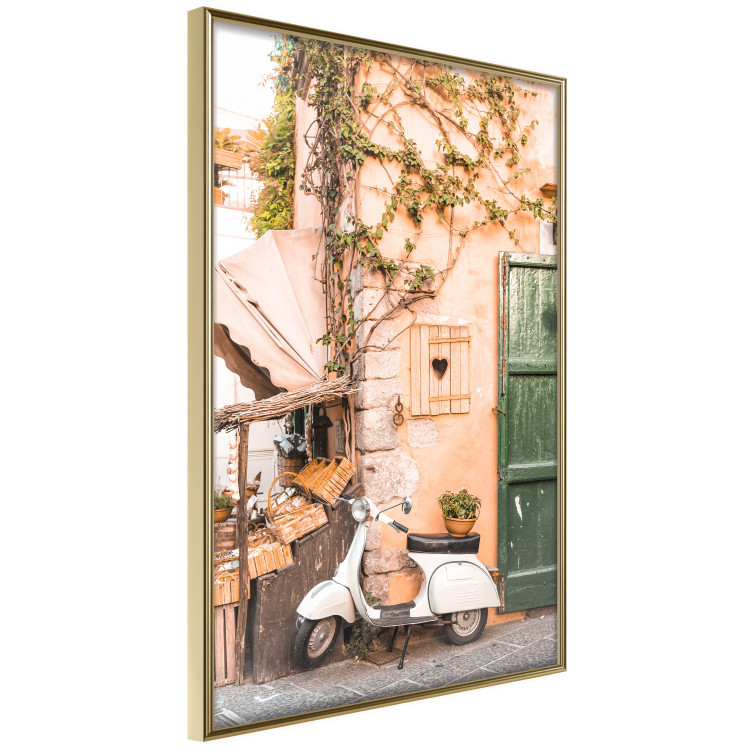 Poster Italian Afternoon - composition with a white scooter standing on the street 135881 additionalImage 10