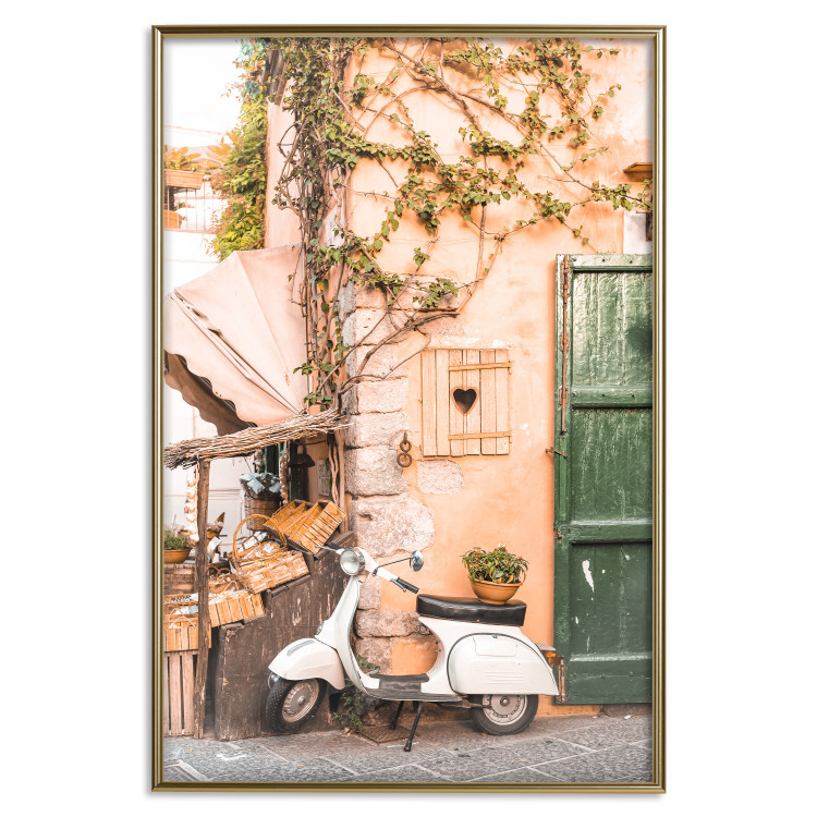 Poster Italian Afternoon - composition with a white scooter standing on the street 135881 additionalImage 17