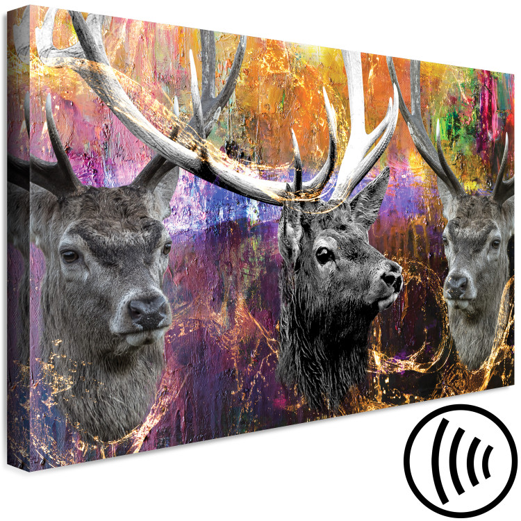 Canvas Print Three deer with antlers - Colorful abstraction with animals 136081 additionalImage 6