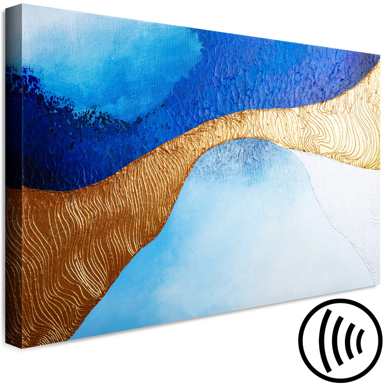 Canvas Golden Estuary (1-piece) Wide - modern abstraction in blue 138181 additionalImage 6
