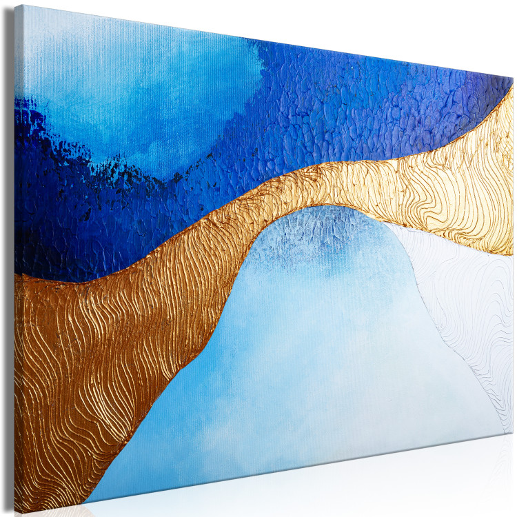 Canvas Golden Estuary (1-piece) Wide - modern abstraction in blue 138181 additionalImage 2