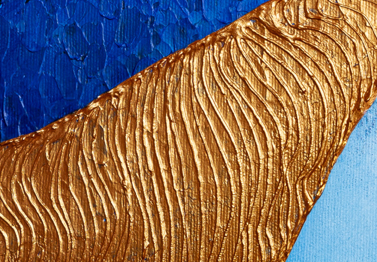 Canvas Golden Estuary (1-piece) Wide - modern abstraction in blue 138181 additionalImage 5