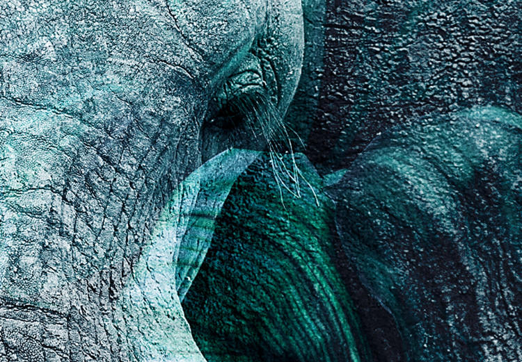 Canvas In the Turquoise Jungle (1-piece) Wide - elephant's head among leaves 138281 additionalImage 5