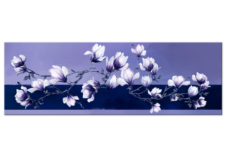 Canvas Art Print Magnolias in Very Peri Color (1-piece) narrow - flowers in violet 138581