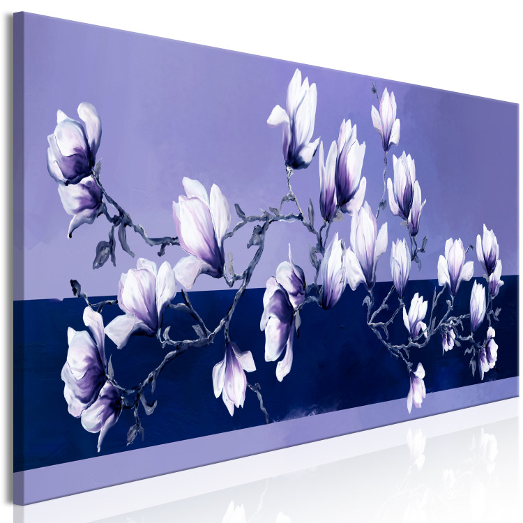 Canvas Art Print Magnolias in Very Peri Color (1-piece) narrow - flowers in violet 138581 additionalImage 2