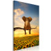 Canvas Elephant and Sunflowers (1-piece) Vertical - fantasy with a sunset 142681 additionalThumb 2