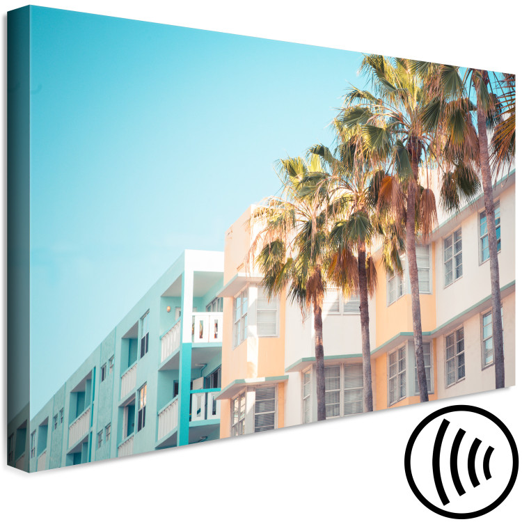 Canvas Print Miami City in Summer - Palm Trees and Florida Coast Architecture in Pastel 144481 additionalImage 6