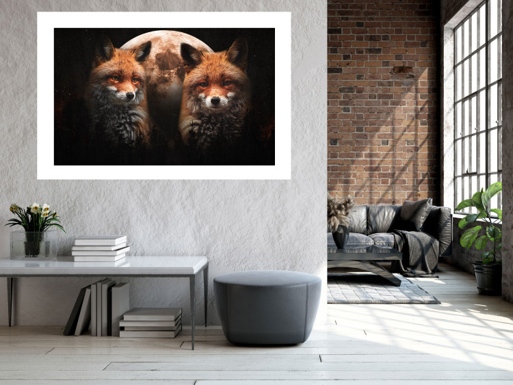 Poster Forest Couple - Two Foxes and the Moon Against the Night, Starry Sky 144781 additionalImage 12