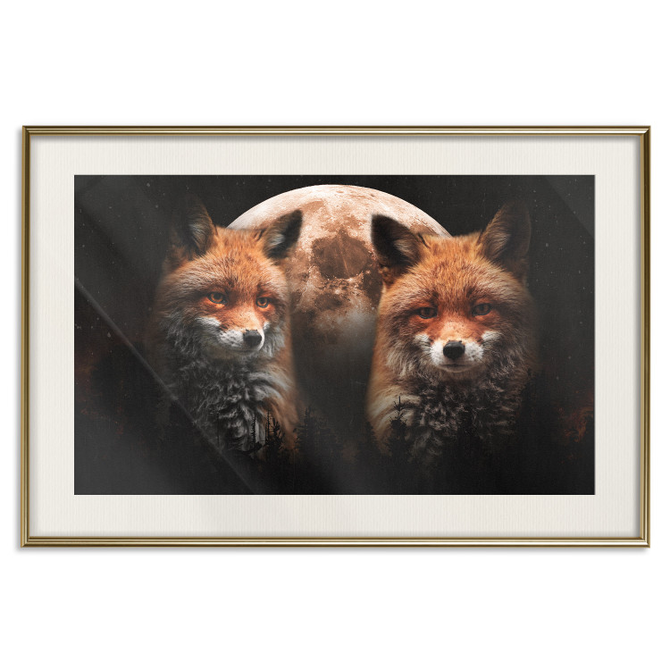 Poster Forest Couple - Two Foxes and the Moon Against the Night, Starry Sky 144781 additionalImage 24
