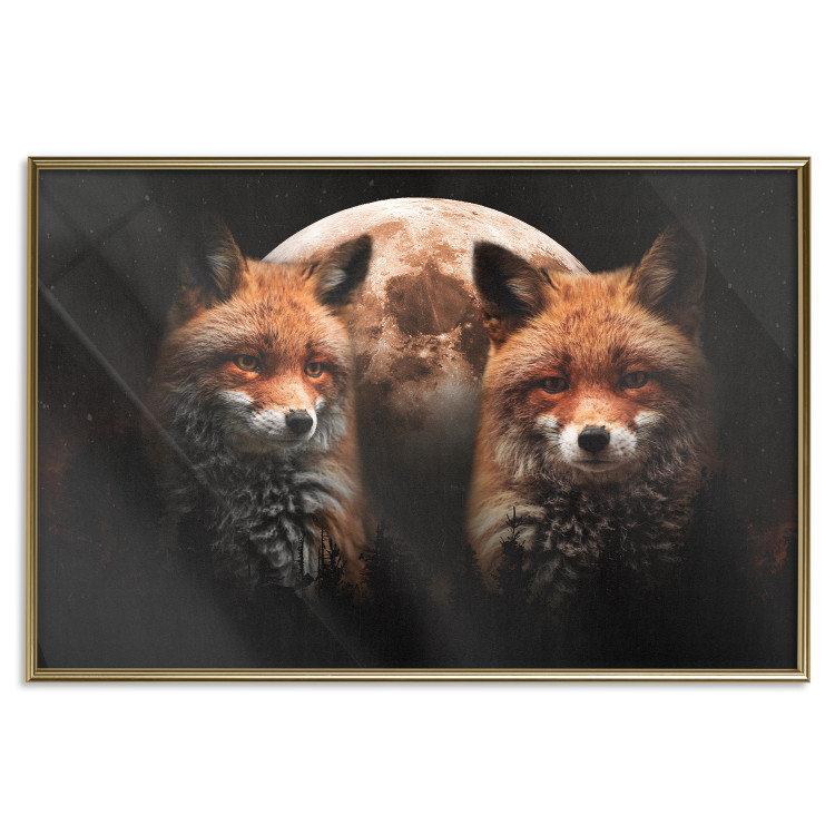 Poster Forest Couple - Two Foxes and the Moon Against the Night, Starry Sky 144781 additionalImage 18