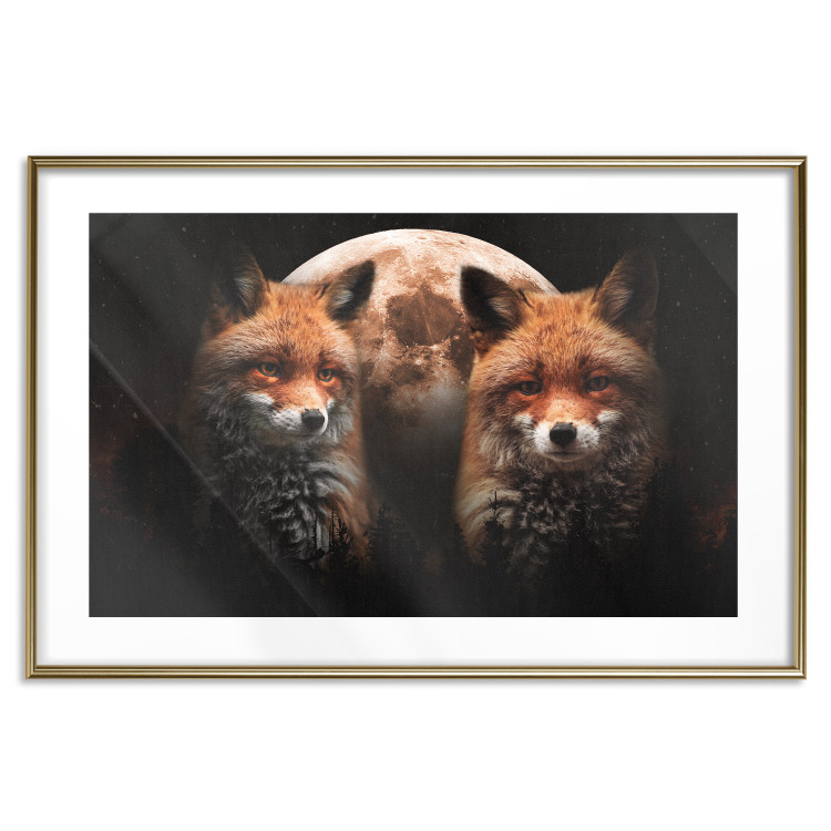 Poster Forest Couple - Two Foxes and the Moon Against the Night, Starry Sky 144781 additionalImage 26