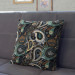 Decorative Microfiber Pillow Peacock eyes in dark relief - composition with twigs and flowers cushions 146981 additionalThumb 3