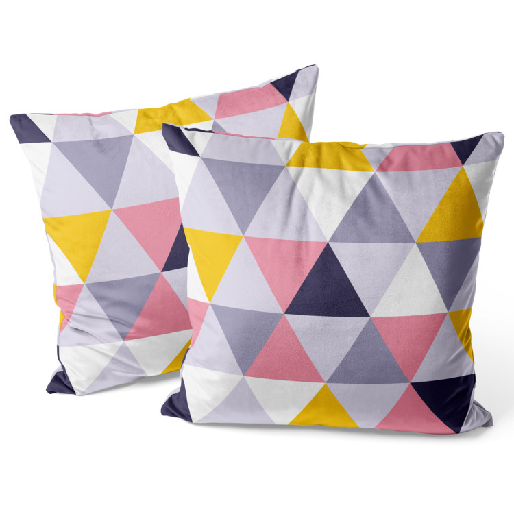 Decorative Velor Pillow Colourful mosaic - a geometric composition of triangles 147081 additionalImage 2