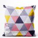 Decorative Velor Pillow Colourful mosaic - a geometric composition of triangles 147081