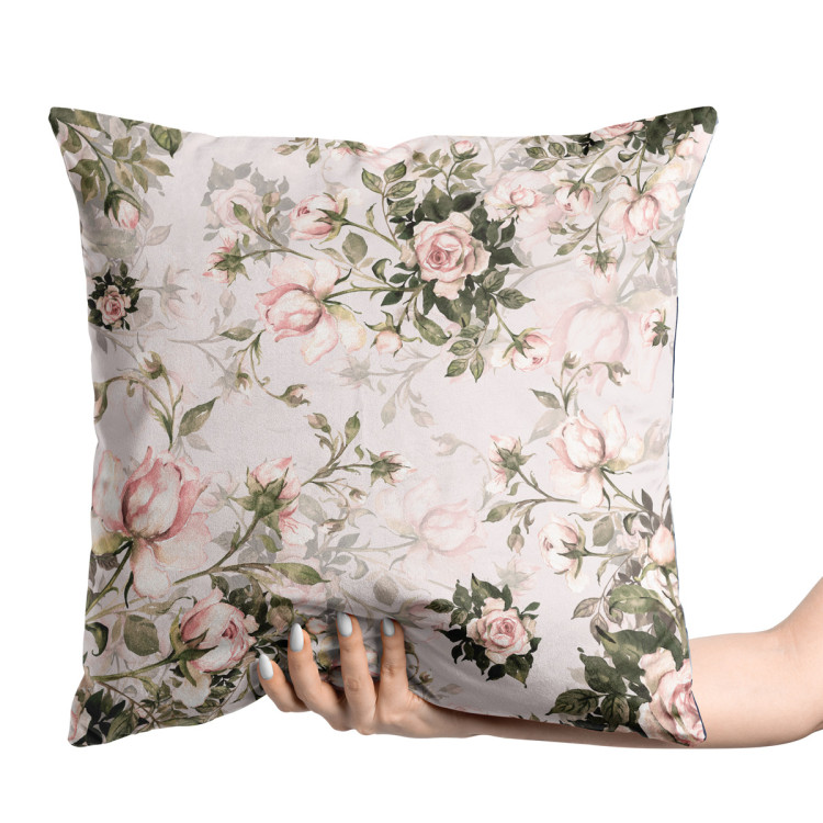 Decorative Velor Pillow In a rose garden - flower composition in shades of green and pink 147181 additionalImage 2