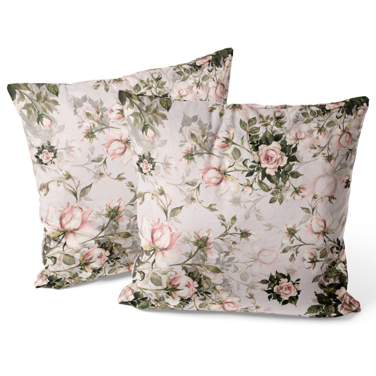 Decorative Velor Pillow In a rose garden - flower composition in shades of green and pink 147181 additionalImage 3