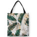 Shopping Bag Elegance of leaves - composition in shades of green and gold 147481
