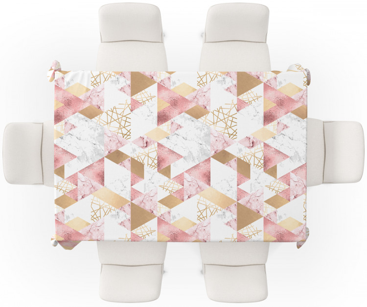 Tablecloth Geometric patchwork - design with triangles, marble and gold pattern 147681 additionalImage 3