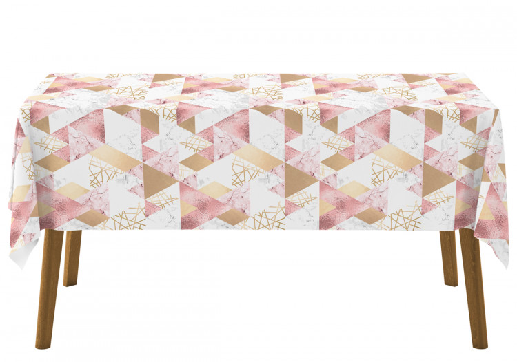 Tablecloth Geometric patchwork - design with triangles, marble and gold pattern 147681 additionalImage 4