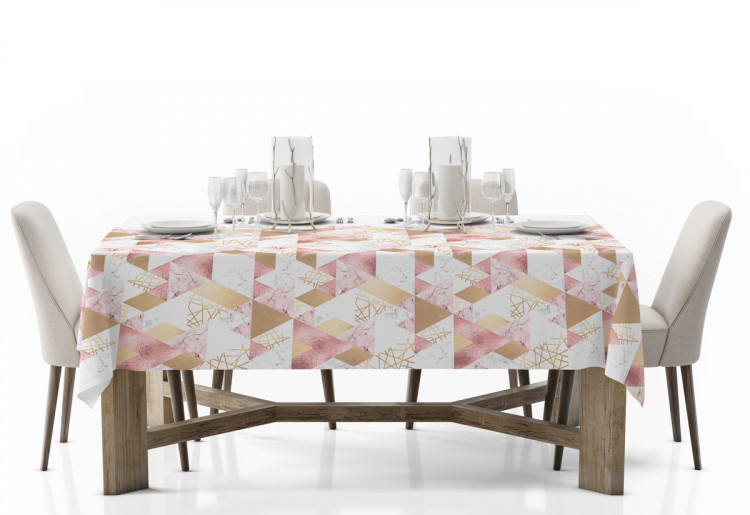 Tablecloth Geometric patchwork - design with triangles, marble and gold pattern 147681 additionalImage 2