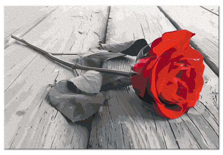 Paint by Number Kit Lonely Rose - Red Flower on Wooden Boards 148881 additionalImage 5