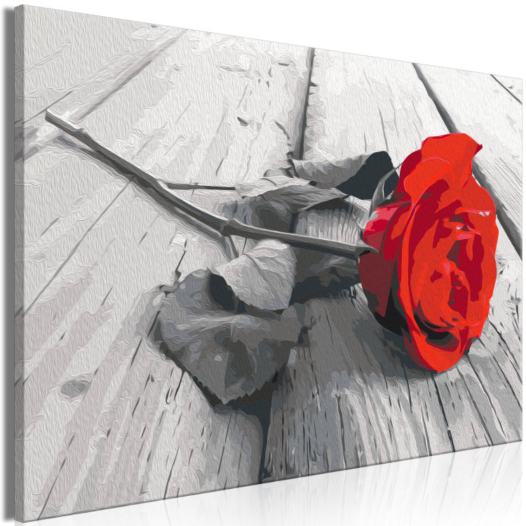 Paint by Number Kit Lonely Rose - Red Flower on Wooden Boards 148881 additionalImage 3