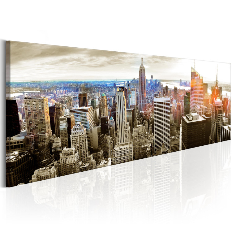 Canvas Art Print Manhattan Aerial View (1-piece) - New York City and sunrise 149081 additionalImage 2