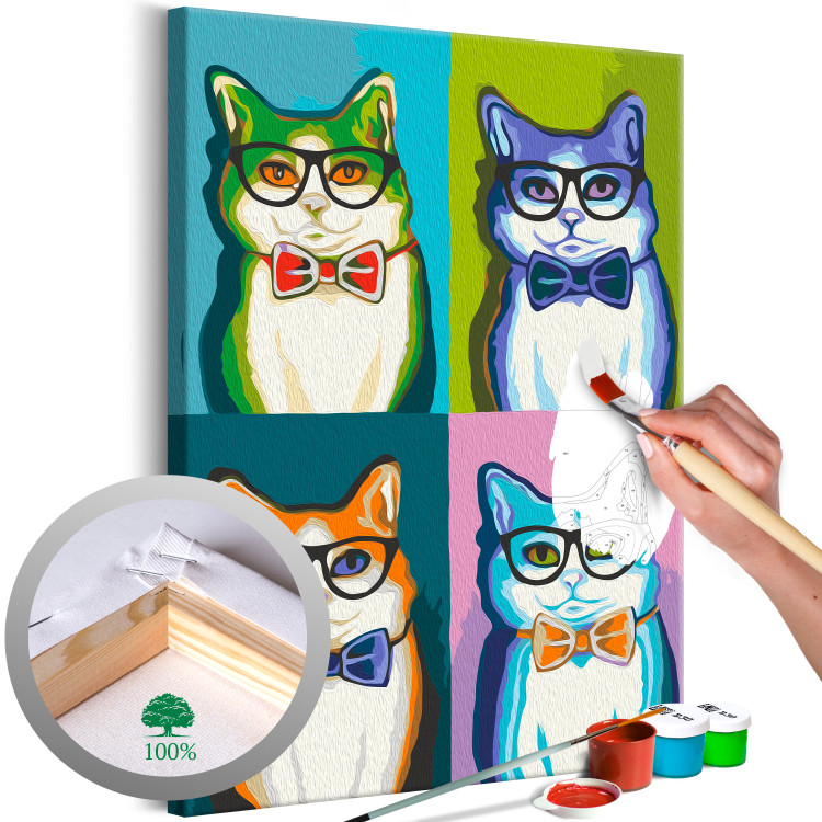Paint by Number Kit Colorful Quartet - Portraits of Four Cat Gentlemen 149781