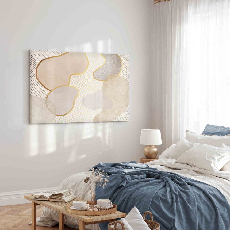 Canvas Print Intriguing Shapes - Composition of Watercolor Forms in Beige Shade 151281 additionalImage 4
