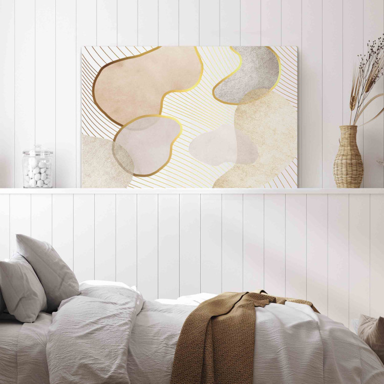 Canvas Print Intriguing Shapes - Composition of Watercolor Forms in Beige Shade 151281 additionalImage 5