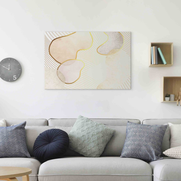 Canvas Print Intriguing Shapes - Composition of Watercolor Forms in Beige Shade 151281 additionalImage 9
